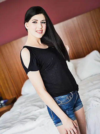 Newcomer Miranda Miller throws a leg with cameraman right after