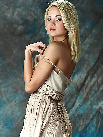 Cute blonde Talia MPL shows her teasing and posing skills on the