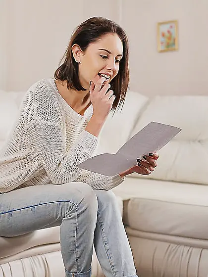 Colleen in jeans gets horny reading story and strips tickling he