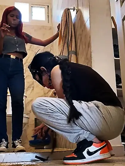 Cute Slave Girl Used As Toilet Cleaner By Lezdom Mistress