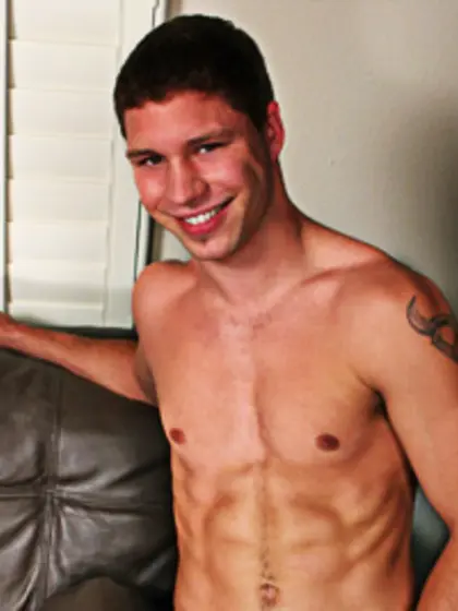 Burly man deliciously enraptured