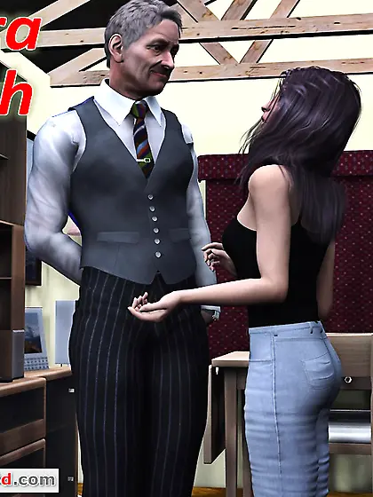 Doll in jeans spanked by her older neighbor