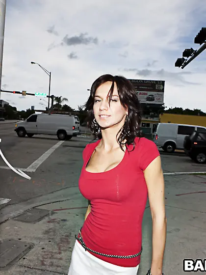 Karina O'Reilley takes her white skirt off and orally pleas