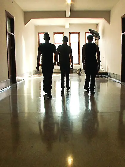 Blindfolded dude tied sucked