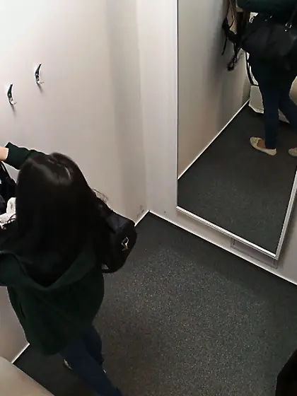 Busty topless brunette takes