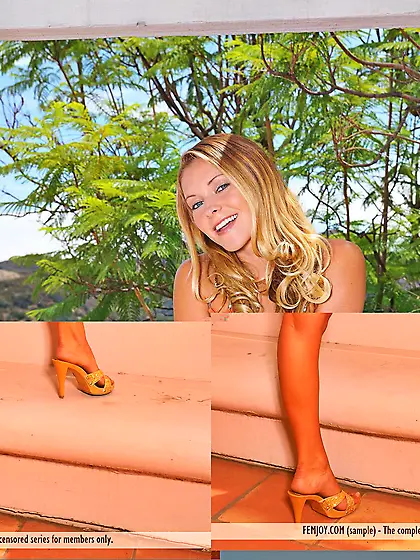 Sassy blonde Lena Nicole taking off tiny dress and exposing trim