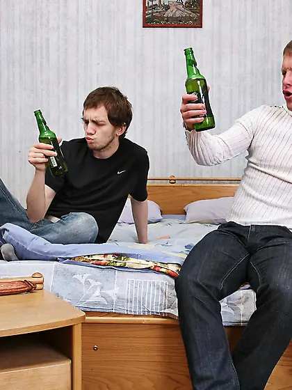 Two boys were drinking