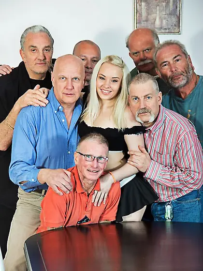 Kinky old bucks gangbang young Russian maid