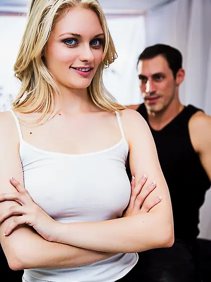 Bright-eyed blond super-nasty smile