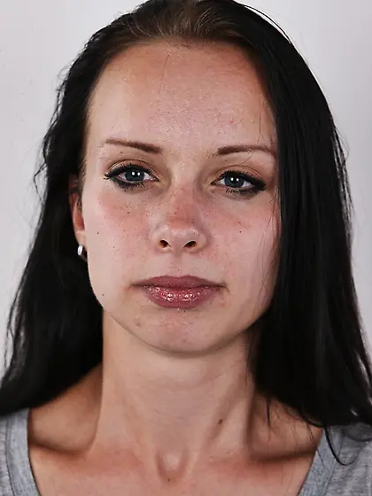 Beautiful babe wearing gray