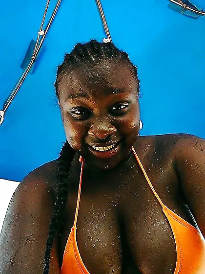 Big boobs black teen in bikini