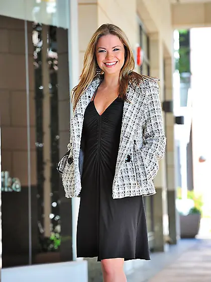 Sexy assed blonde babe Carolyn FTV removes her sexy black dress