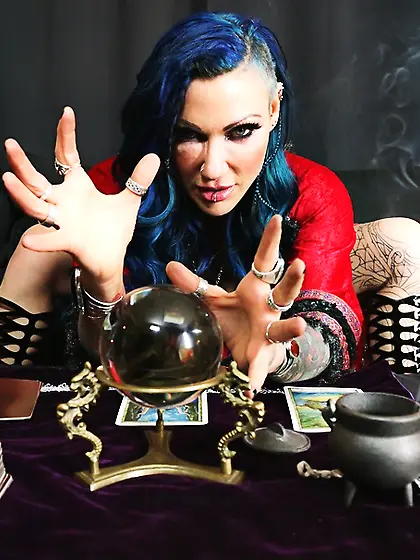 Blue haired tattooed chick