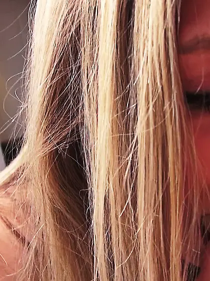 Crazy blonde on her knees sucking