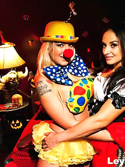 Sweet blonde clown outfit