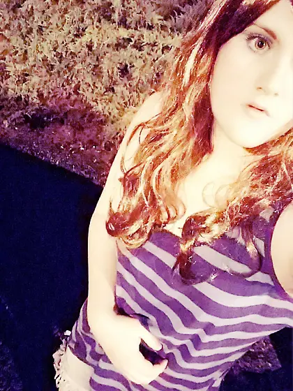 Cute Crossdresser in Striped Shirt