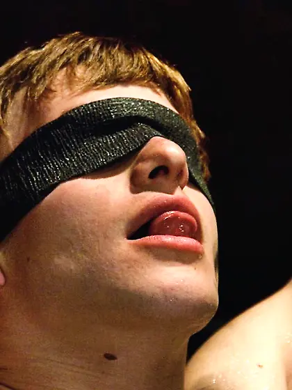 Slender gay dude tied