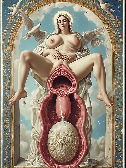 Mary,  Ready For Insemination By God,  Her Son