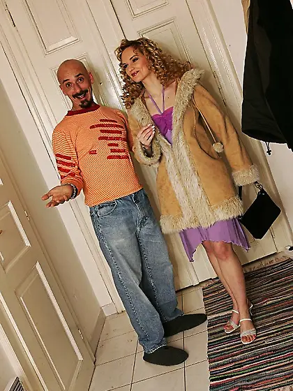 Misty Atkinson takes her slutty purple dress off and blows a thr