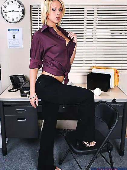 Cute and horny blond babe,  Brianna Beach gets off her clothes an