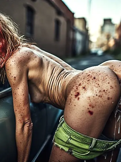 Granny meth whore fucked in daylight behind buildi