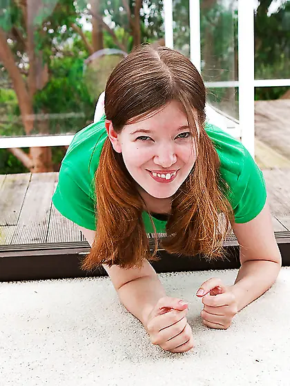 Adorable girl with pigtails prepping for the hottest orgasms