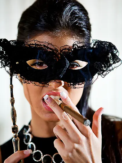 Lucie Theodorova smokes a cigarette and sucks a big cock at once