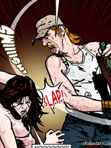 Cruel redneck slaps unclothed