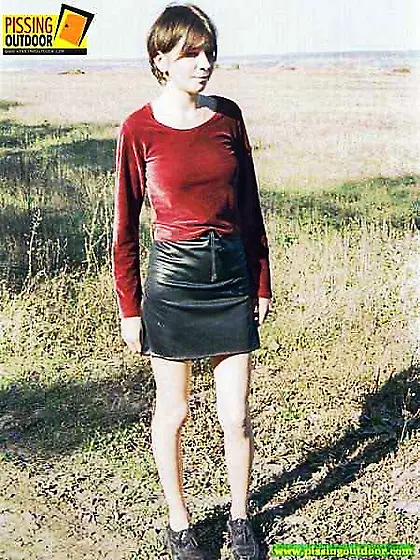 Young slim girl peeing