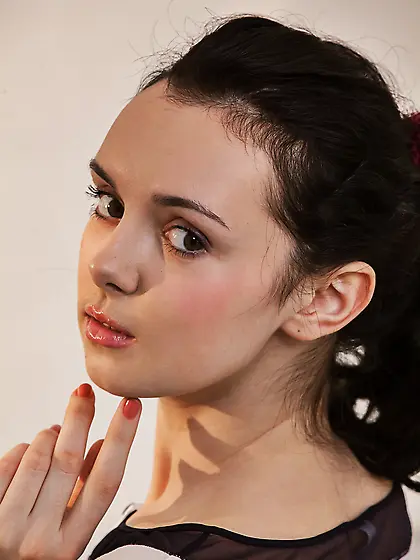 Dark-haired teen takes off her white PJs to take a quick bath Vi