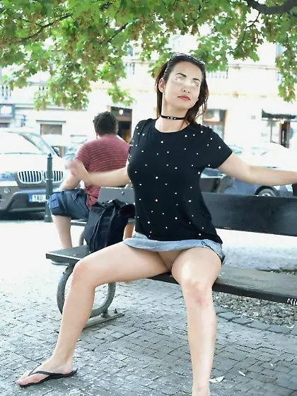 Thays public flashing exhibitionist sexy wife