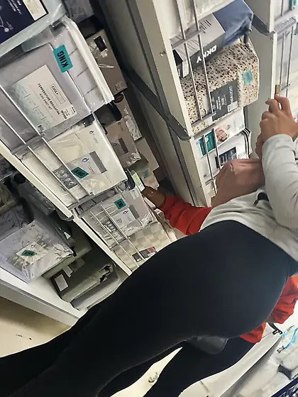 Hot Brunette Spandex Goddess Bent Over