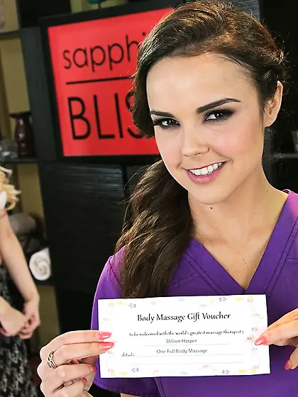 Innocent massage session finishes with hot lesbian sex on the ma