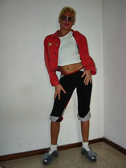 Blonde short haired slut in specs