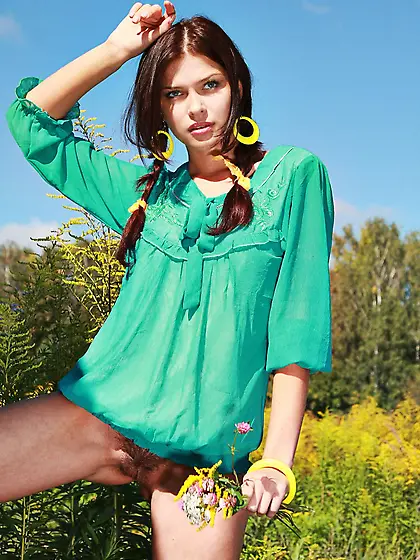 Slim and pale hottie Liza J enjoys in exposing her nude body dur