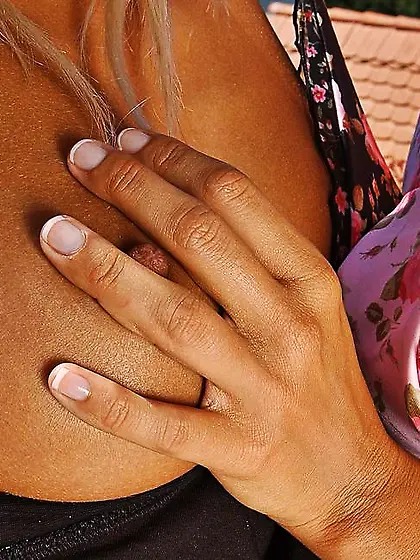 Clara G and her alluring dyke friend strip together outdoors and