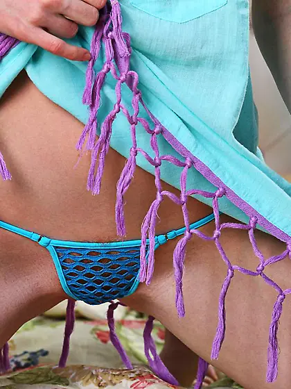 Sweet redhead chick Polina Nubiles is playing with panty and unc