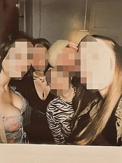 JK with huge cleavage caught on polaroid