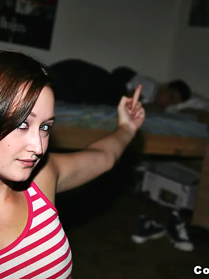 Perky tits brunette enjoying hardcore sex/orgy in the dorm room