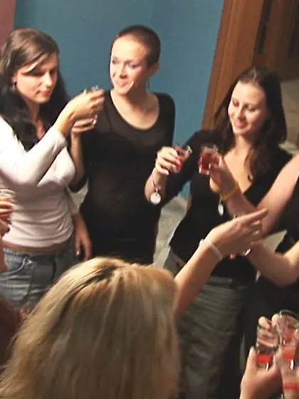 Group young lesbians licking