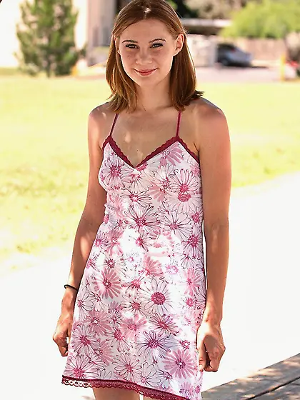 A floral sundress on Cindy Sterling looks sweet on this teen bab