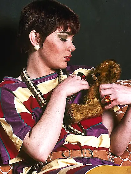 Short haired brunette wearing