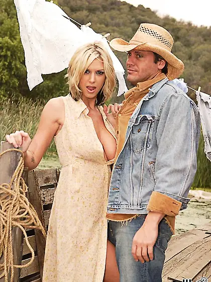 Insolent cowboy bends busty Brooke Banner over and fucks her pus