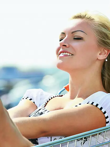 Alluring blonde chick Alessandra A goes to the woods and removes