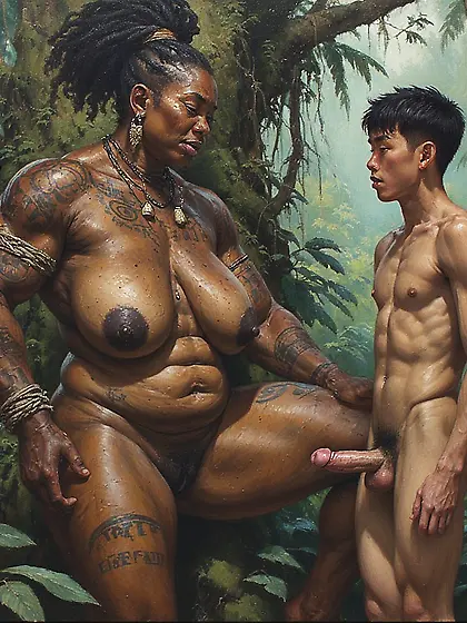 Young Asian Boy ends up with African Warrior