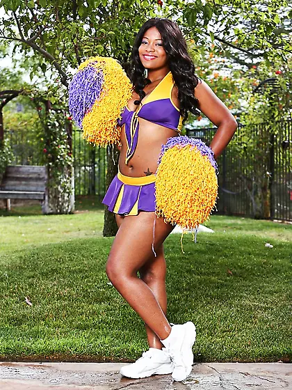 Plump black cheerleader curly