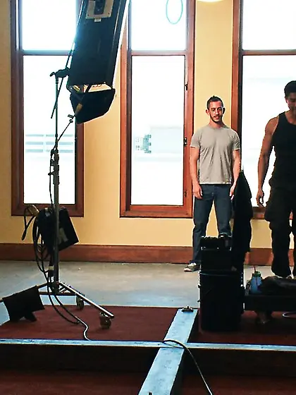 Lad blindfold gag tied