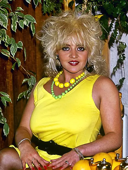 Luscious blonde yellow dress