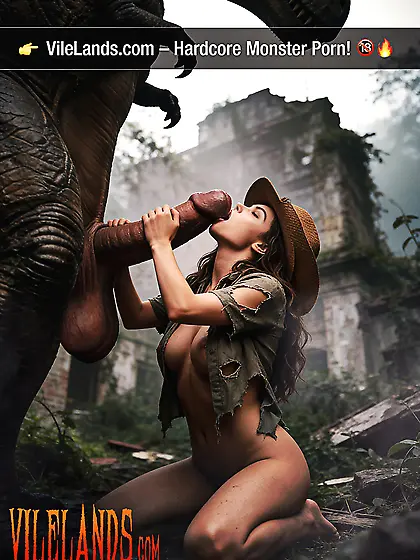 Hot Babe Sucking Huge Dino Cock - VileLands. com