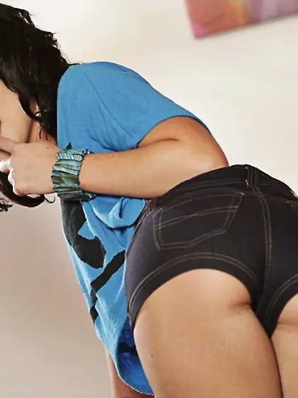 Horny bootylicious brunette Katie St.  Ives with sexy body gettin